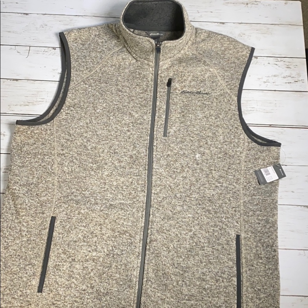 Eddie Bauer brown marbled fleece vest size L  New!